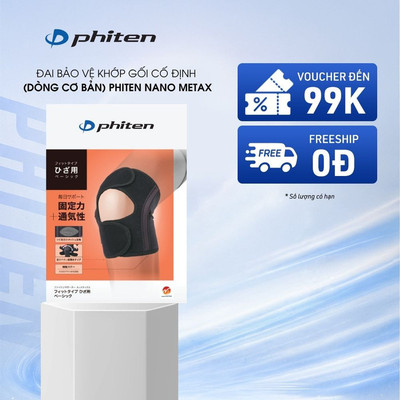 Đai Bảo Vệ Khớp Gối Loại Cố Định (Dòng Cơ Bản) Phiten Nano Metax Basic Knee Supporter Fit Type