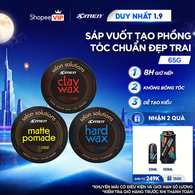 [SVIP] Sáp Vuốt Tóc Nam XMen Salon Solution 65g - Tạo Kiểu Tóc, Giữ Nếp 8H, Không Bóng Tóc, Không Gây Ngứa