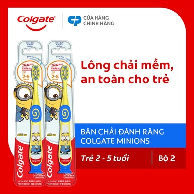 Bộ 2 bàn chải Colgate cho bé từ 2-5 tuổi hình ảnh Minion vui nhộn