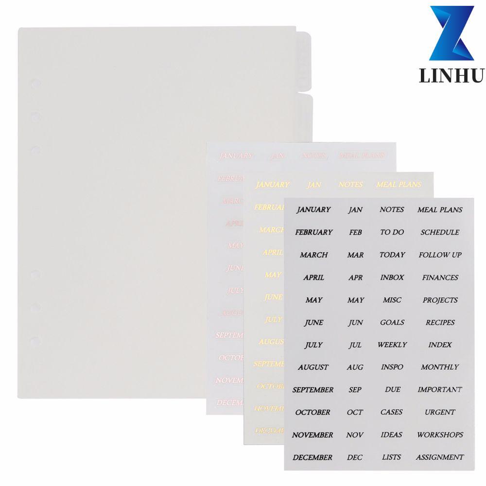 LINHU Binder Index Dividers Binding Supplies PVC Notebook Sticker Sáng tạo trong suốt cho A5 / A6 No