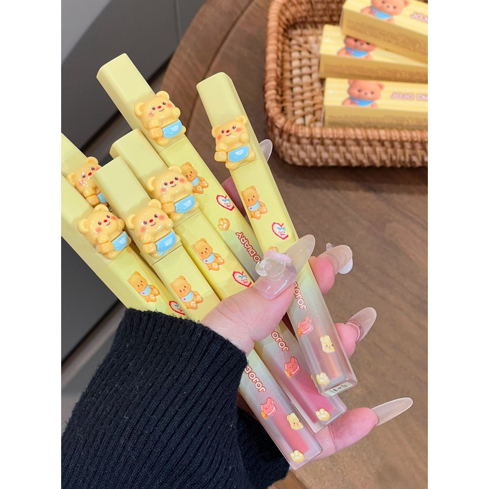 JOJO DIARY / Dài DIARY Kora Phong Cách Phô Mai Gấu Môi Glaze Son Môi Hộp Quà Tặng Gương Bóng Nước Nh