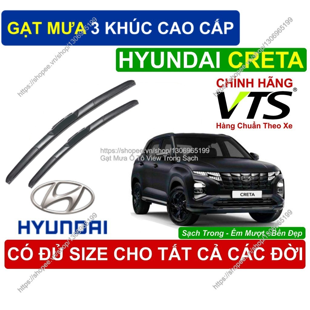 Gạt Mưa 3 Khúc VTS Kính Lái Hyundai Creta, Cặp Gạt M.ưa Kính Lái Hyundai Creta,  Hyundai Creta