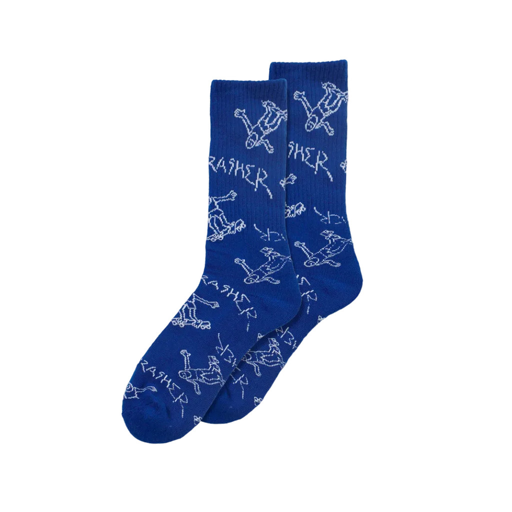 Thrasher Gonz Logo Crew Sock Xanh