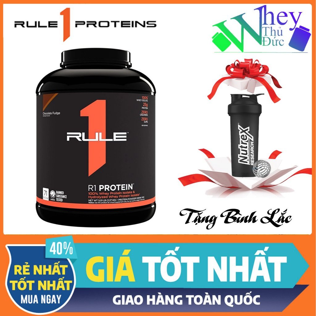 (Tặng bình Nutrex) Whey RULE 1 PROTEIN 5 LBS 2.3KG - Sữa tăng cân tăng cơ dành cho người chơi thể th