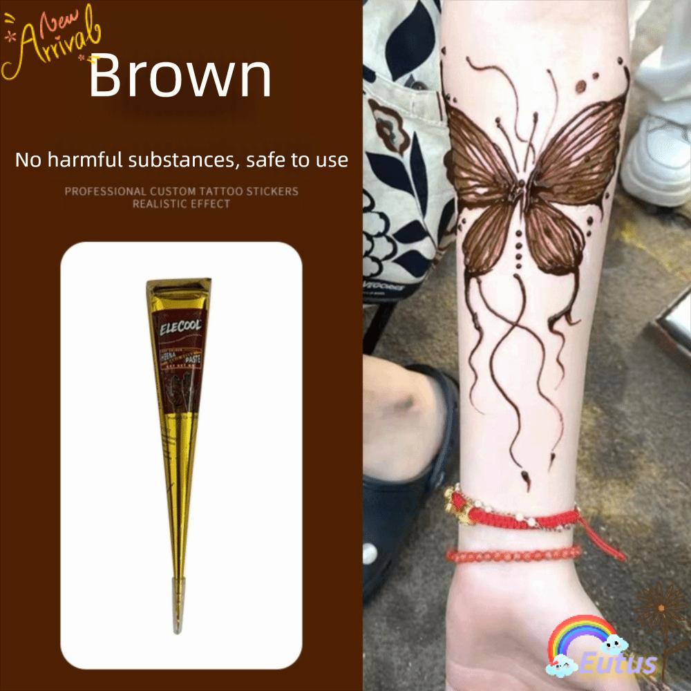 EUCA Henna Paste Cone, Kem xăm Henna màu nâu đen tạm thời, Kem Henna Dễ sử dụng Kem Henna màu nâu bá