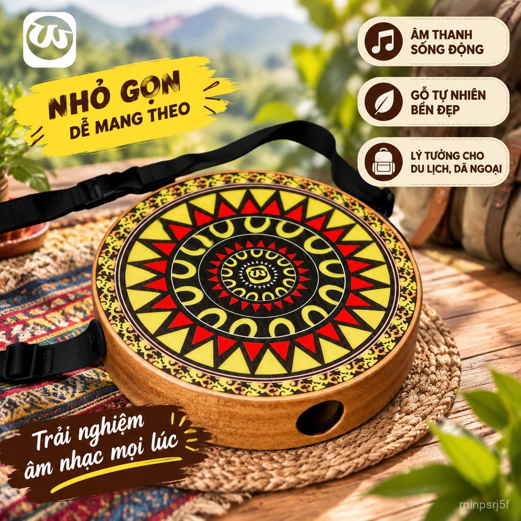 Trống cajon mini bongo xách tay, đánh tay, nhỏ gọn, phong cách dân tộc