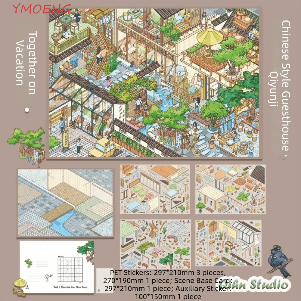 Nhãn dán cảnh 3D STELLARB, Nhãn dán phong cảnh 3D theo chủ đề mùa xuân nóng bỏng phong cách Trung Qu