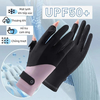  Găng Tay Chống Nắng Nữ Mùa Hè UPF50+ Vải Lụa Mát Cảm Ứng Điện Thoại Chống Trơn Trượt Thoáng Khí Đi Xe Máy Ngoài Trời 