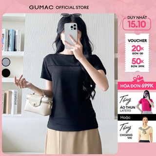 Áo thun nữ form ôm rã đô cổ ôm cuốn biên chất liệu thun gân thời trang GUMAC LATF0911