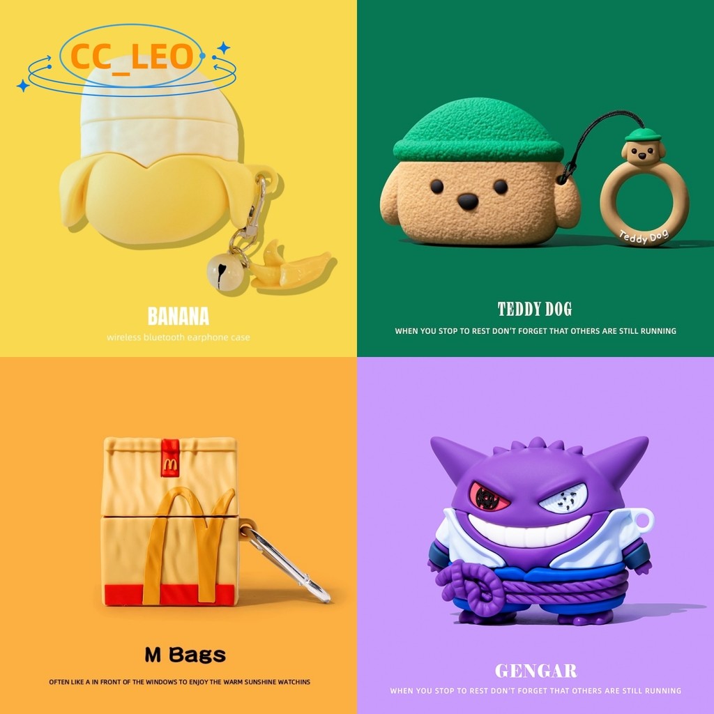 for Bose Ultra Open EarBuds Case 3D Cartoon Teddy Cute Banana Shark Silicone Soft Case Suitable for 