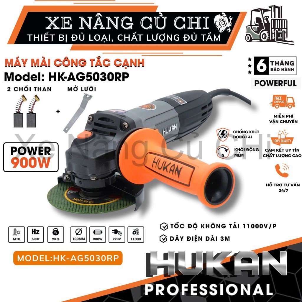 Máy mài cầm tay HUKAN HK-AG5030RP – 900W, đĩa mài 100mm, tốc độ 11000 vòng/phút,bền bỉ dễ thao tác