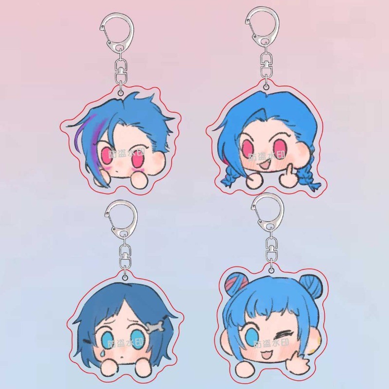 Jinx KeyChain Men LOL Arcane Key Chain Women Acrylic Car Cosplay Key Ring Pendant Party Charm Friend