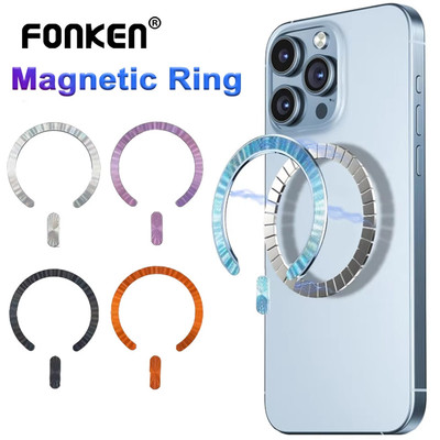 Fonken Từ Tấm Kim Loại Nhẫn Cho iOS 17 / 16 / 15 Magsafe Sạc Không Dây Giá Đỡ Điện Thoại Xe Hơi Vòng Nam Châm Miếng Dán