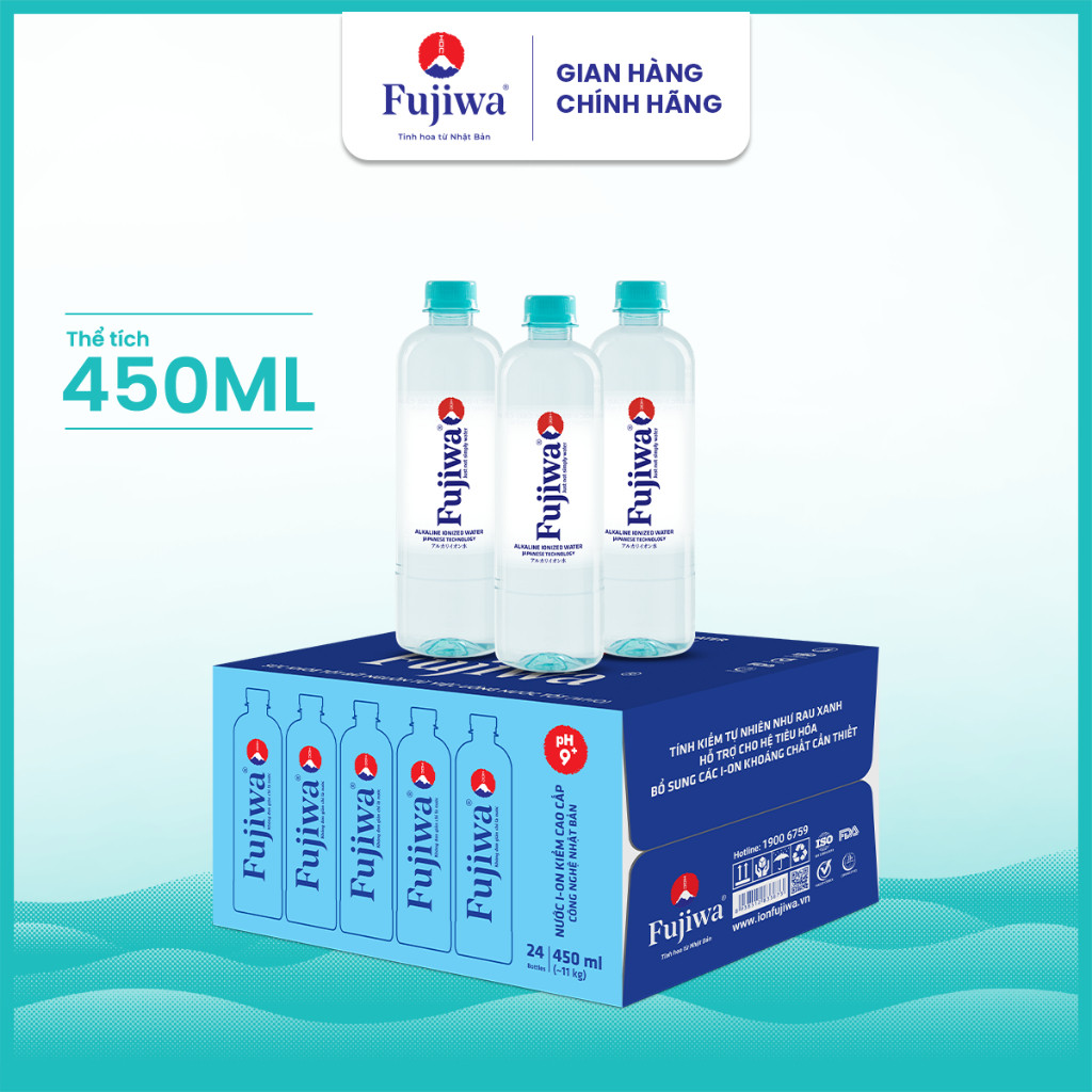 [Giao Hỏa Tốc Hà Nội] Nước Ion Kiềm Fujiwa 450ml- Thùng 24 Chai Chính Hãng Cân Bằng pH Chống Lão Hóa