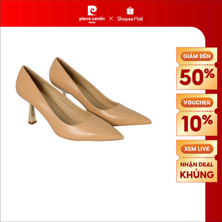 [Giảm thêm 10%] Giày cao gót nữ Pierre Cardin chất liệu da bò thật, đế cao 6cm, đế chống trượt 239