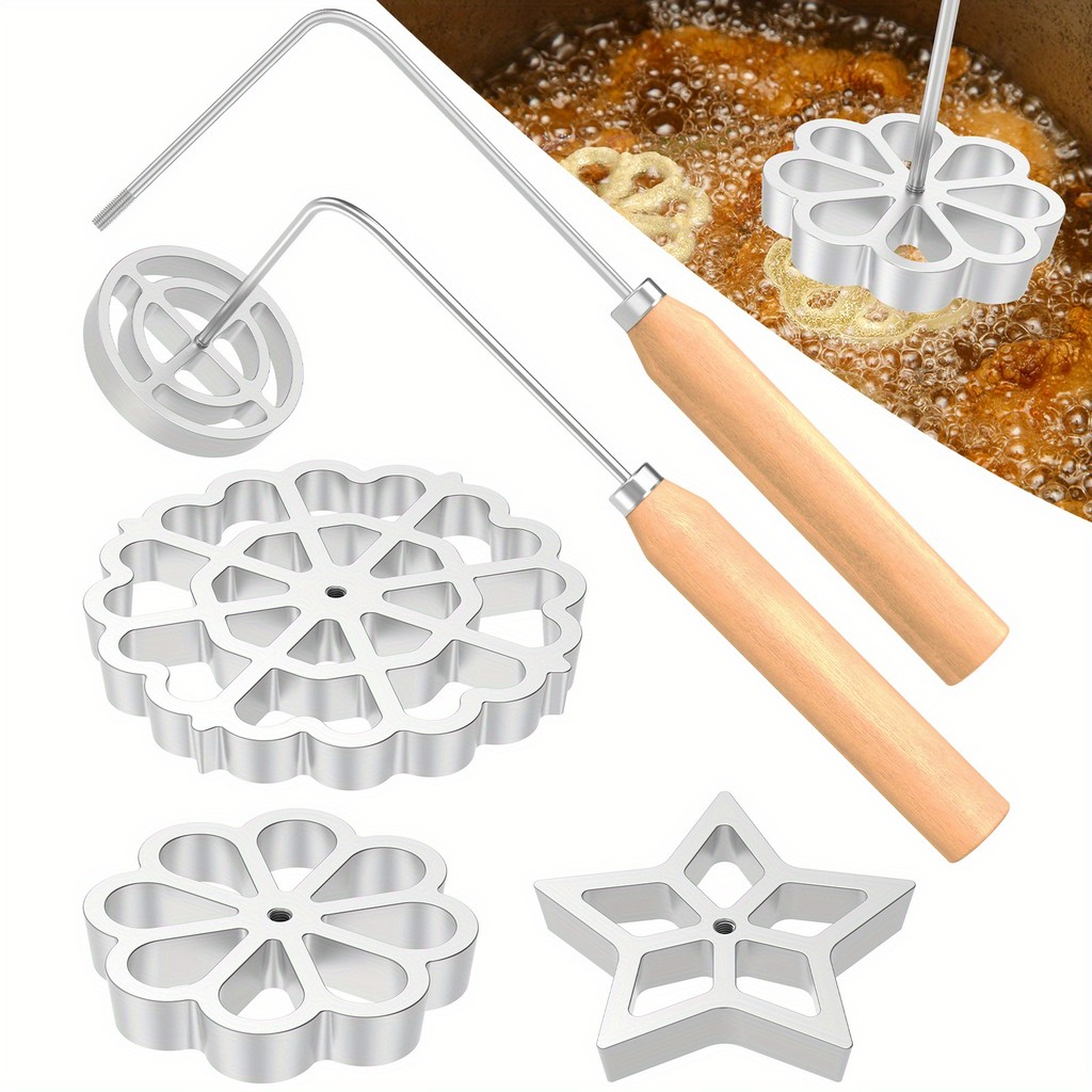 6 Chiếc Waffle Rosettes Khuôn Hợp Kim Nhôm Rosettes Khuôn Bánh Quy Dễ Dàng Sử Dụng Waffle Rosette Ma