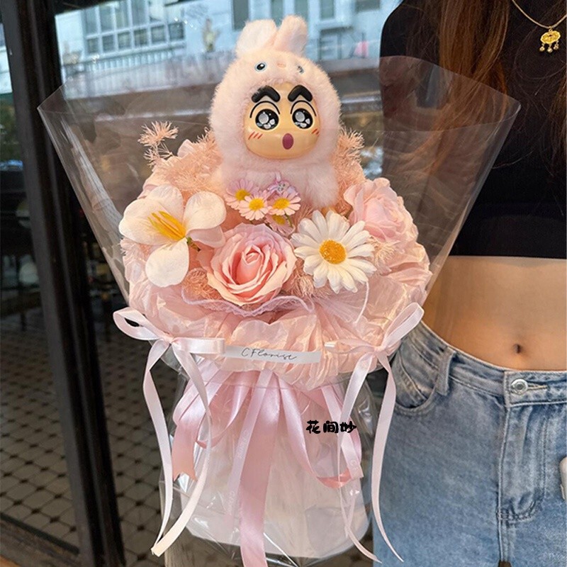 Sg [Hot Selling]520 Gifts Creative Cute Crayon ShinChan Bouquet Simulation Soap Flower Finished Prod