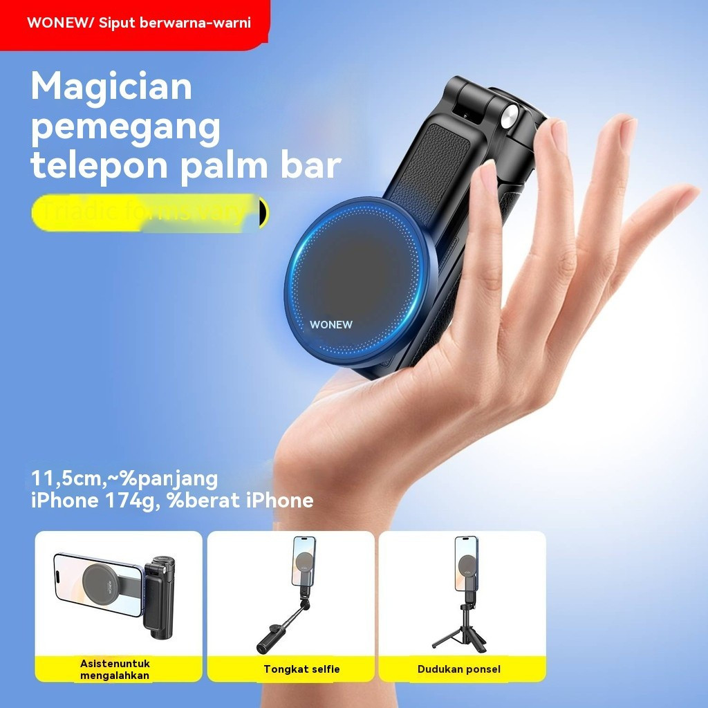 Wonew Tongkat selfie mini anyar braket magnetik telung ing siji alat bantu kamera ponsel