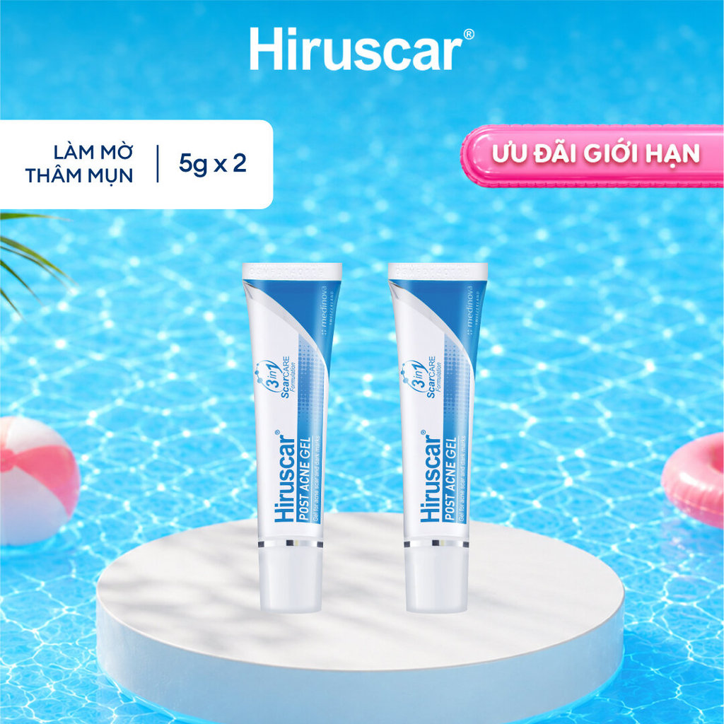 Bộ 2 Gel làm mờ sẹo mụn và thâm mụn Hiruscar Post Acne 5g
