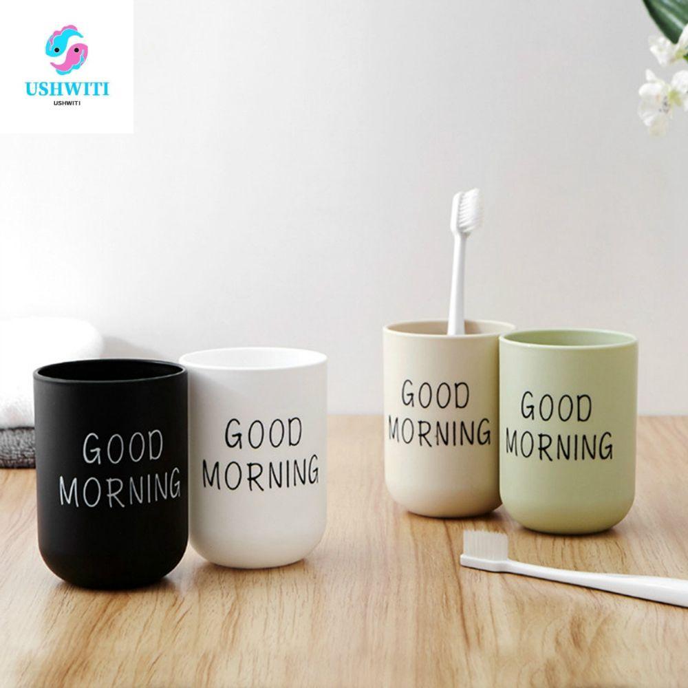 Cốc uống nước MLINX Good Morning bằng nhựa tái sử dụng, dùng đựng bàn chải hoặc đồ uống, cốc cà phê 