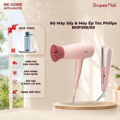 Bộ Máy Sấy & Máy Ép Tóc Philips BHP398/00 - Ép Thẳng Nhanh, Tạo Kiểu Mượt, Nhỏ Gọn - BH 24 Tháng