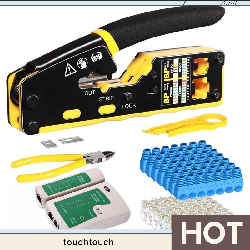Công cụ uốn tóc Tích hợp Ethernet Crimper Crimper Crimping Tool Ratchet Cáp dữ liệu mô-đun Crimper t