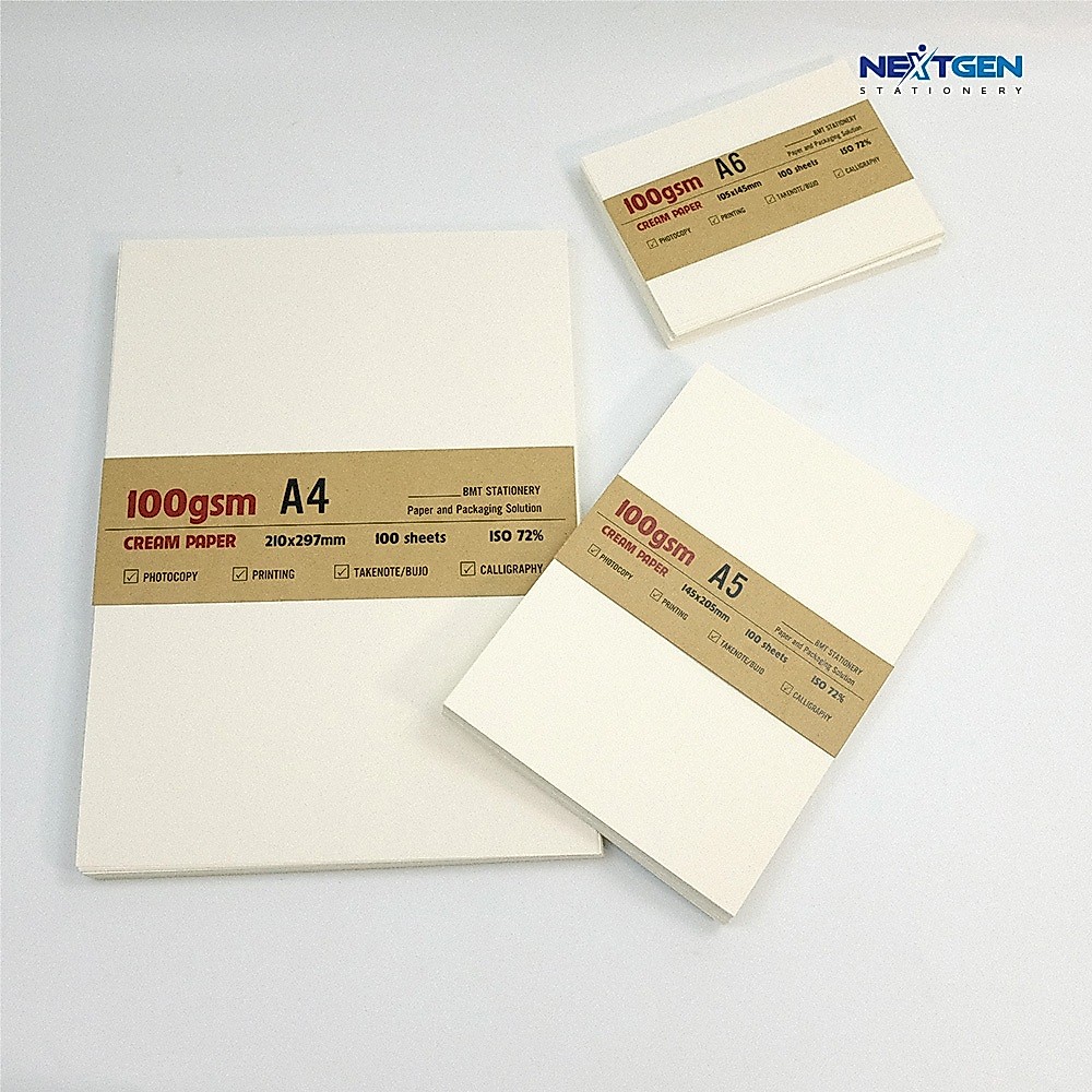 100 Tờ Giấy Fort Kem Ngà 100gsm A4/A5 Fit/A6 Fit - Cắt Sẵn - Giấy In, Ghi Chép, Planner, Bullet Jour