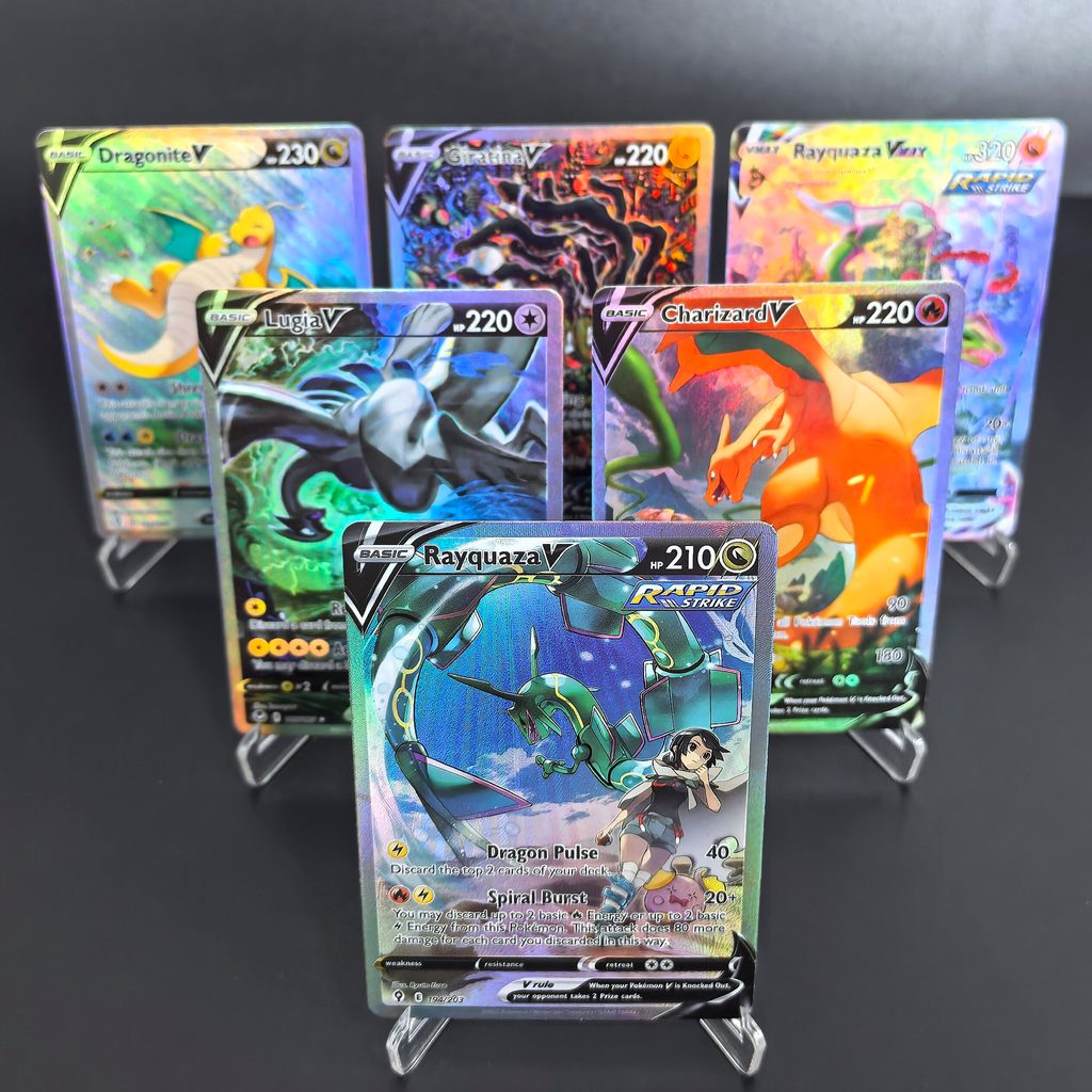 DIY PTCG Pokemon Bộ Sưu Tập Thẻ Charizard Rayquaza Lugia Giratina V Tự Làm Thẻ Trò Chơi Cổ Điển Anim