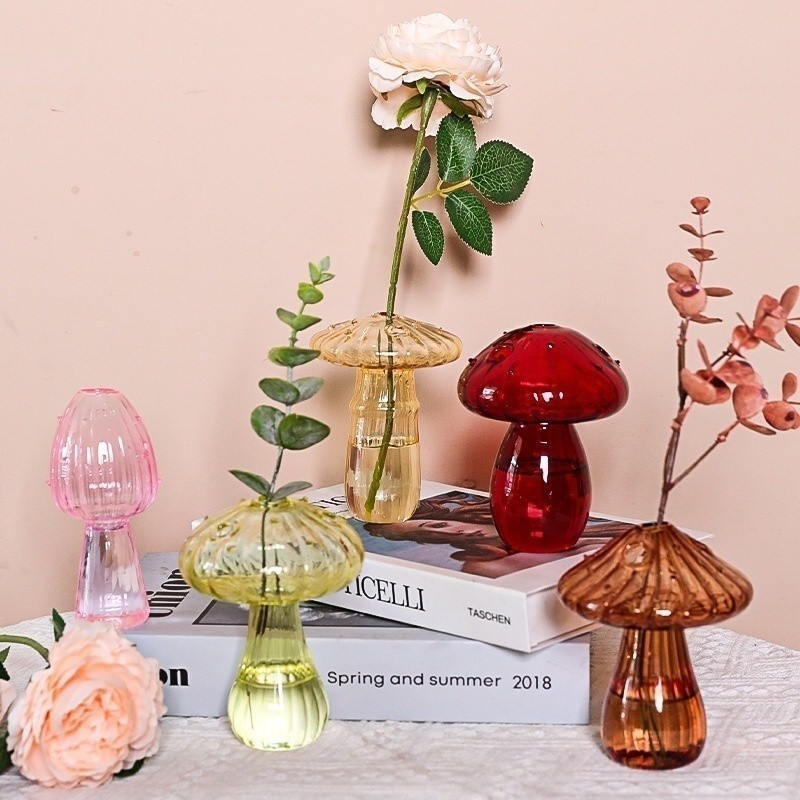 DADA Home DD5 Sáng Tạo Phong Cách Mục Vụ Hoa Thủy Canh Sắp Xếp Hoa Bình Nấm Thủy Tinh Để Bàn Trang T