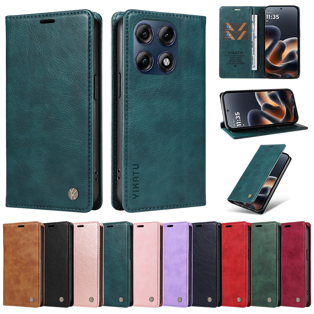 Ví Da Flip Case Cho Motorola Moto Edge 60 70 X70 Air G86 G56 G06 G67 Pro Fusion Power Lychee Grain C