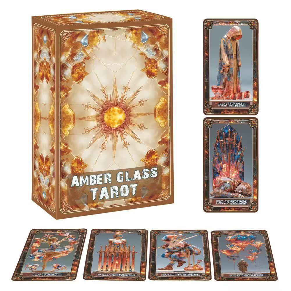 [Bản gốc] Heaven and Earth Cover 12 x 7cm Amber Glass Tarot English Board Game Card Game Amber Glass
