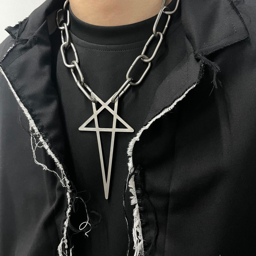 R RICK OWEN Pentagram Retro ro Vòng Cổ Niche Nam Phụ Kiện