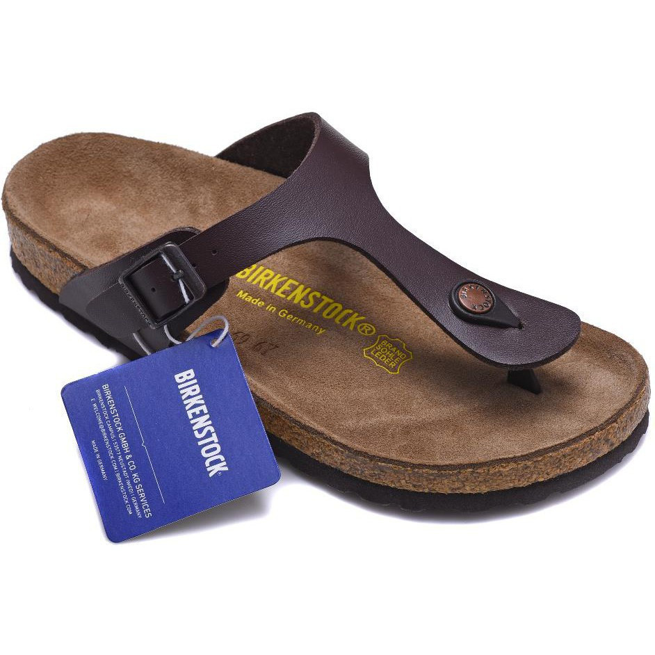 BIRKENSTOCK Birken Birken Birken Giày Đi Biển Nam / Nữ Cổ Điển Nút Chai Lật Gizeh Series Nâu / Trắng