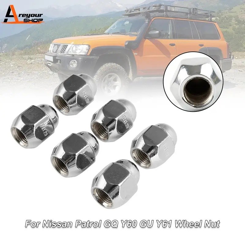 FZ Areyourshop 6 Chiếc Đai Ốc Bánh Xe Chrome Phù Hợp Với Nissan Patrol GQ Y60 GU Y61 Fit Ford Maveri