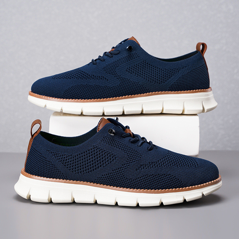 Mới Nhẹ Buộc Dây Giày Nam Thoáng Khí Bay Dệt Loafers Nam Cung Cấp Size Lớn Nam Loafers