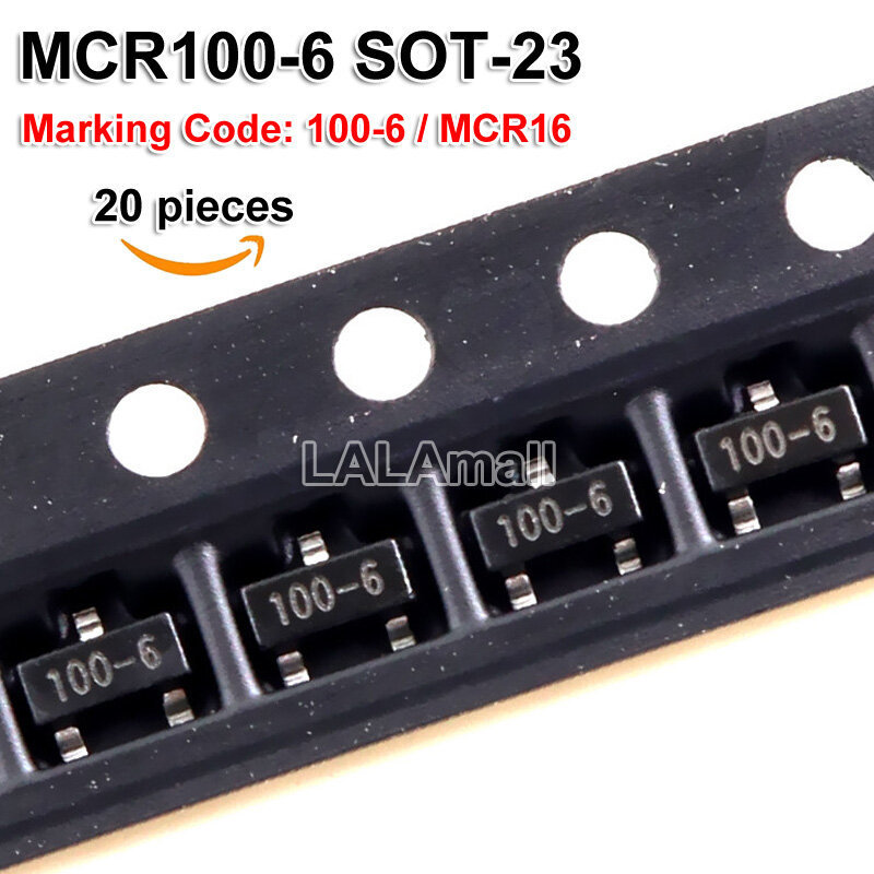20 Chiếc MCR100-6 SOT-23 100-6 SOT23 SCR Đánh Dấu 100-6 MCR16 Mới