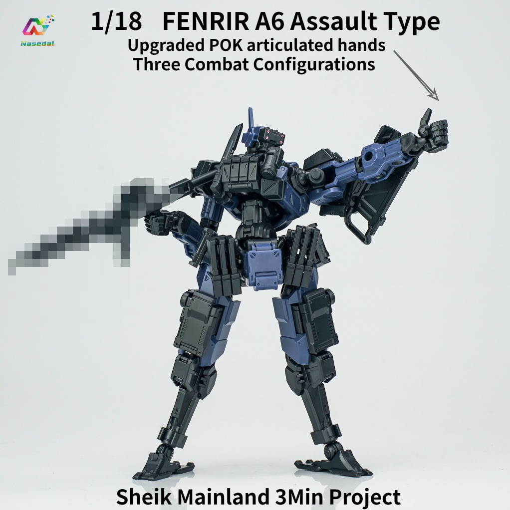 Sheik Mainland 3Min Project FENRIR A6 Assault Type 1 / 18 Lắp ráp Mecha Tay khớp nối POK mới 3 cấu h