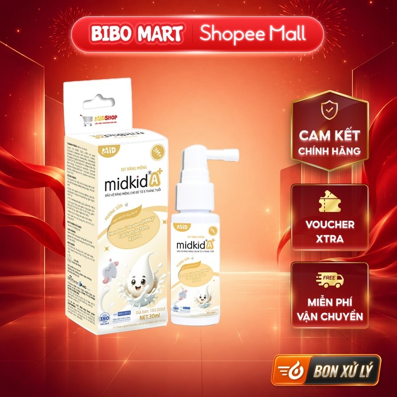 [MALL] Xịt răng miệng Midkid A+ hương sữa - Đại học Dược Hà Nội nghiên cứu, GMP WHO