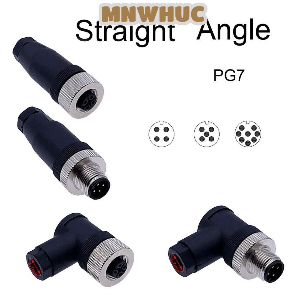 Đầu nối cảm biến MNWHUC M12, Đầu nối cảm biến phích cắm hàng không M12, Đầu cáp cảm biến M12 PG7 Khớ