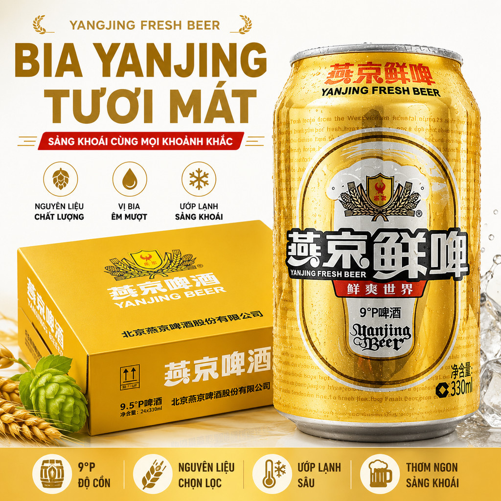 Thùng Bia Yanjing Yên Kinh 24 Lon 330ml Bia Đóng Lon Thùng Nguyên 24 Lon Tiện Lợi Dùng Uống Lạnh