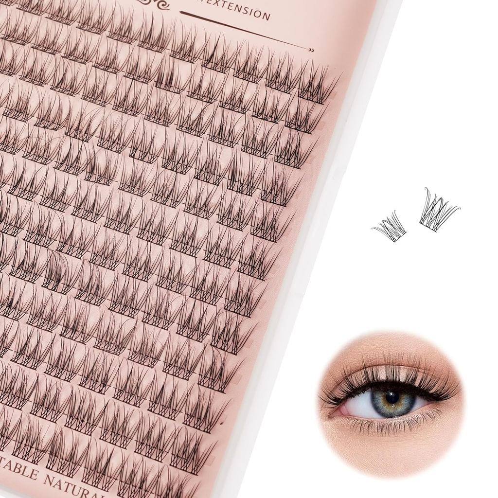 Lông mi giả đơn, 144 miếng, 12mm, Uốn hình chữ C, Lông mi mỏng, Cụm lông mi giả, mi giả đơn DIY, Cụm