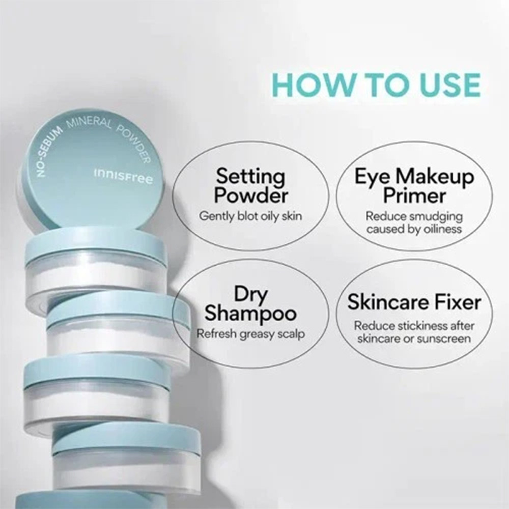 INNISFREE No Sebum Mineral Loose Powder 5g, Upgraded Matte Mineral Powder for Oil Control and Makeup