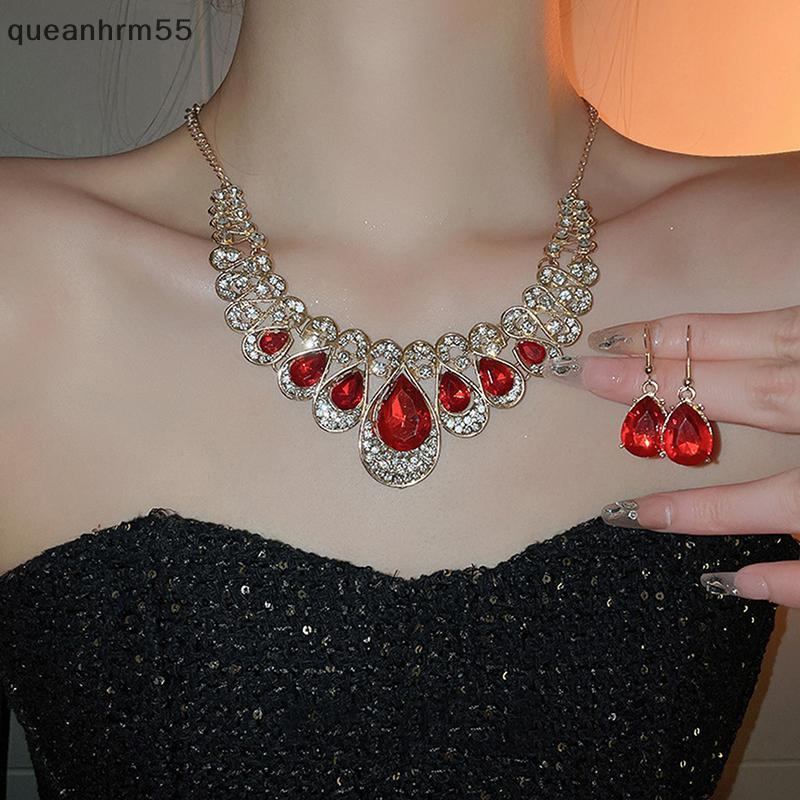 Cod Jewelry Set thời trang kim loại Sparkle Kim Cương Vòng cổ Earring Set đối với người phụ nữ Đảng 