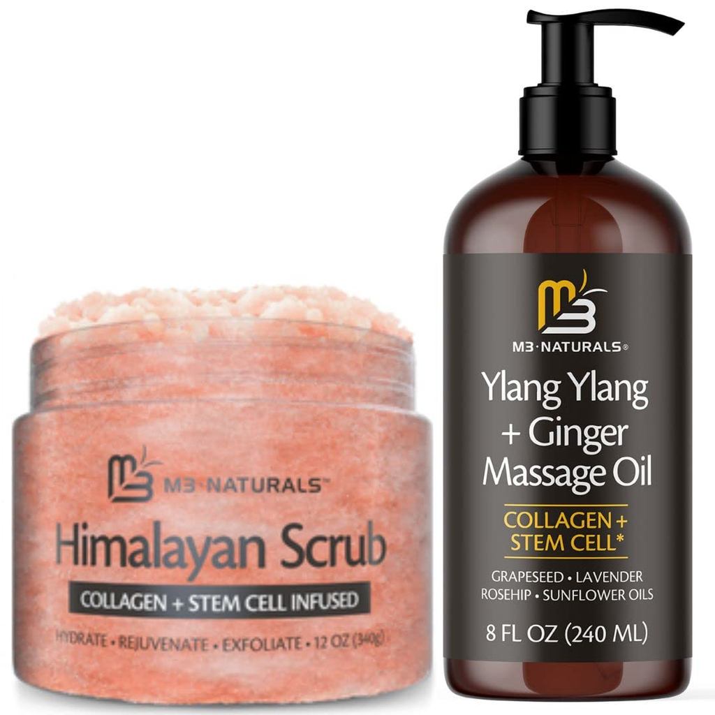 M3 Naturals Himalayan Body Scrub + Dầu Massage Ylang Ylang Ylang Ylang Ylang Ylang VPR0