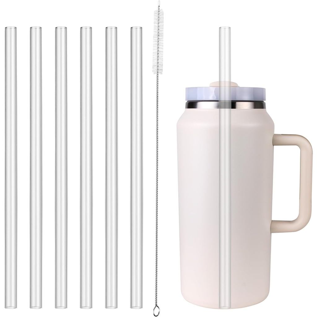 Ống hút 64oz Tương thích với Stanley | Cực dài, Thép không gỉ có thể uốn cong, Bàn chải làm sạch cho