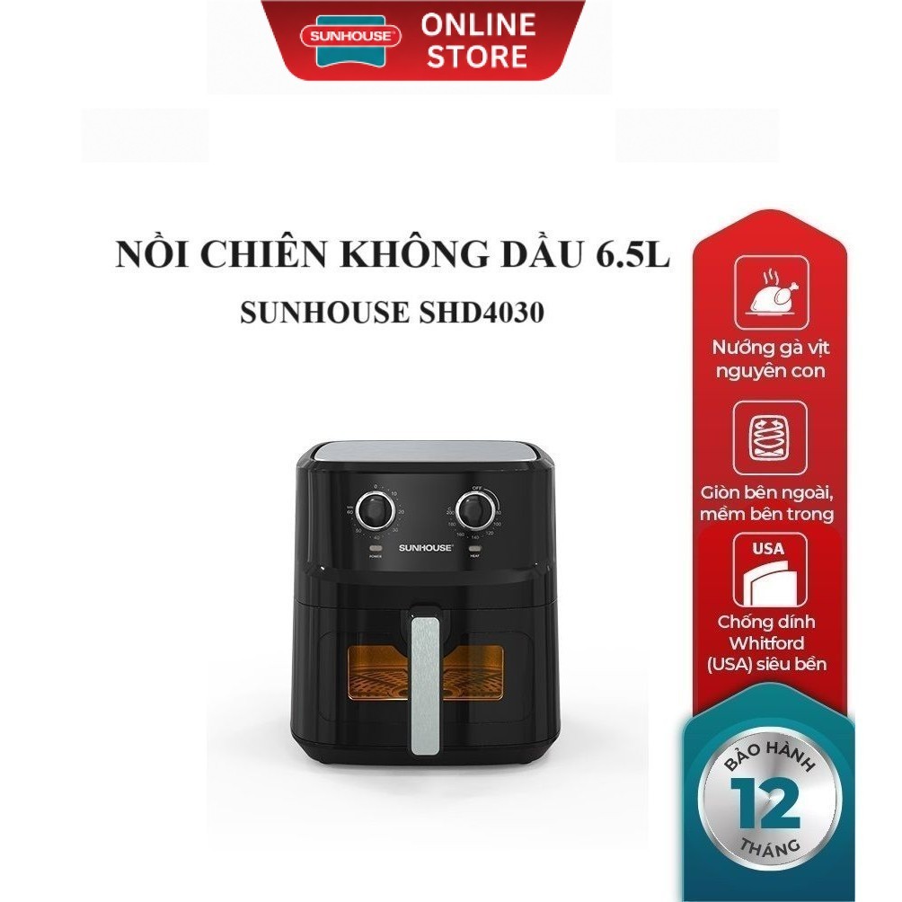 NỒI CHIÊN KHÔNG DẦU 6.5L SUNHOUSE SHD4030