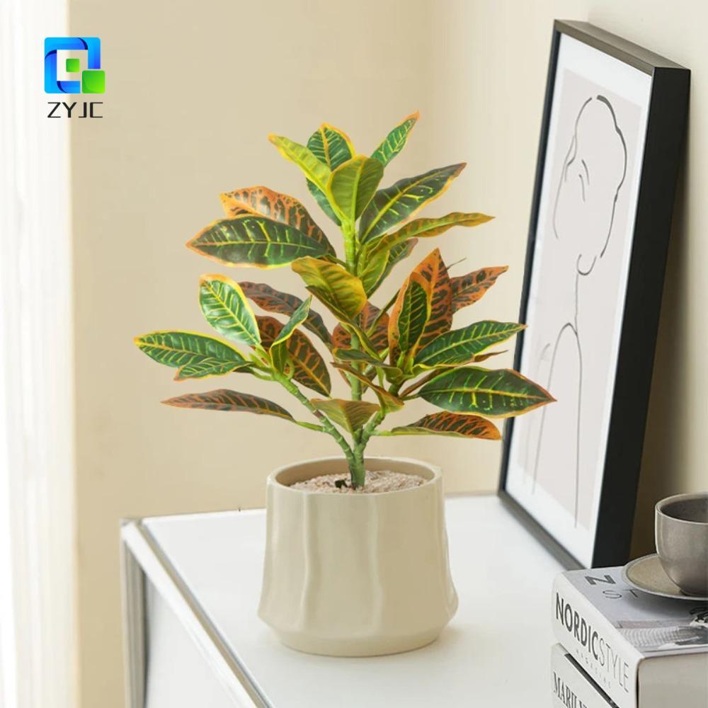 ZYJC Cây Banyan Nhiệt Đới, Cây Ficus Nhân Tạo 35 Lá Nhựa, Sắp Xếp Hoa Sống Động Như Thật Lớn Cây Fic