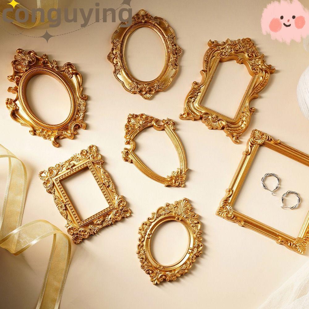 CONGUYING DIY Shadow Box Frame, DIY Gold Mini Photo Frames, Creative Wedding Photo Display Frame Quà