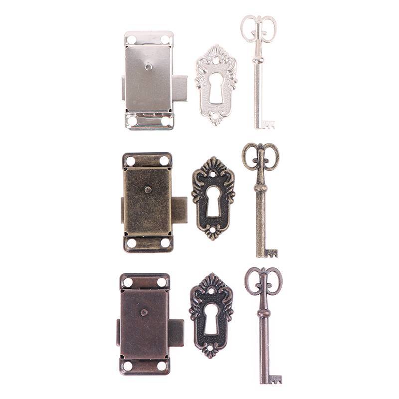 N & X 1 Bộ Vintage Tủ Lo Cổ Đồng Padlo Hasp Móc Lo Lưới Cổ.