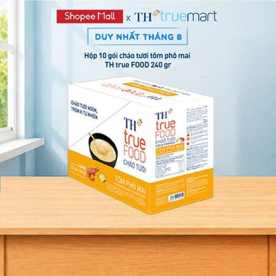 Hộp 10 gói Cháo tươi tôm phô mai TH true Food 240 g (240 g x10 gói)